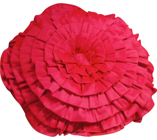 18 x 18 Ruffled Rose Hot Pink Pillow