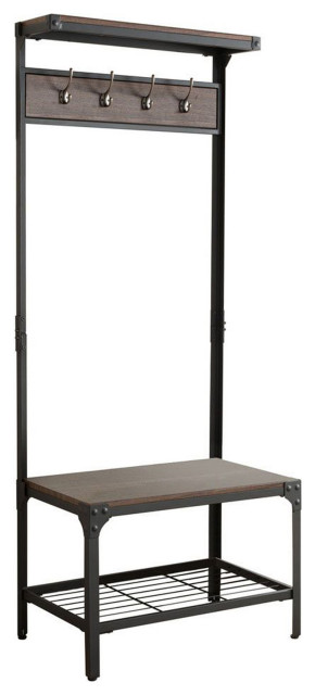 Catalina Entryway Hall Tree Hallway Bench With Coat Rack & Shoe Storage ...