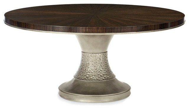 Modern Streamline Round Smoked Bronze Base Pedestal Dining Table Modern Streamline Round Smoked Bronze Base Pedestal Dining Table
