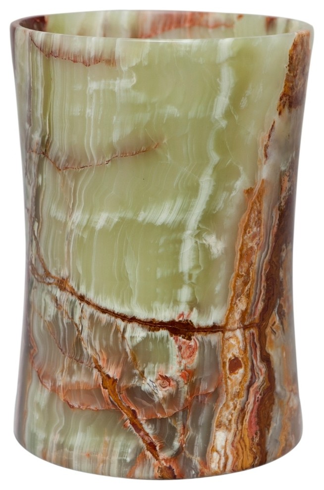 Vinca Collection Black and Gold Marble Waste Bin Contemporary