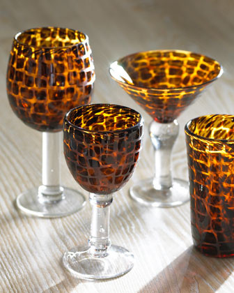Four Tortoiseshell Red Wine Glasses