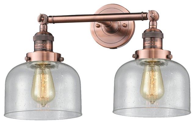 Antique Copper 2-Light 16" Bath, Vintage Bulbs ...