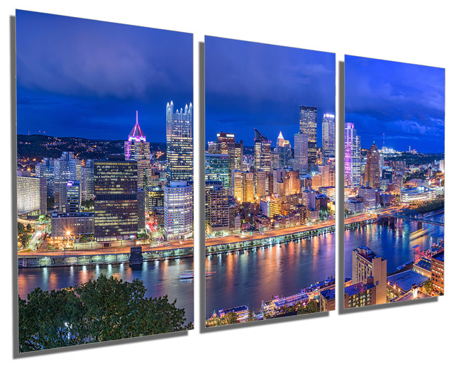 Pittsburgh, Pennsylvania Skyline, 3Panel Metal Print Wall Art