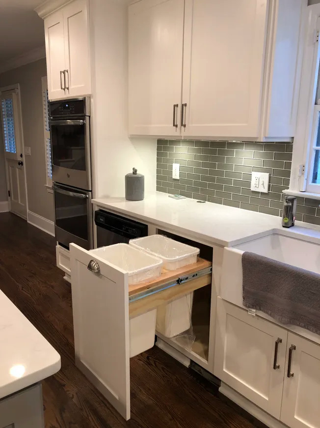 custom kitchen and includes drawer for pet plate