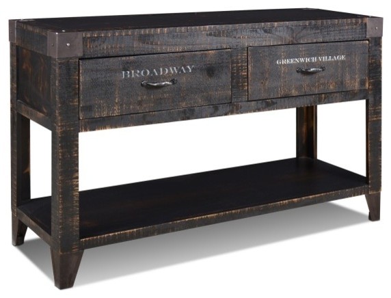 City Rustic Solid Wood Graffiti Sofa Table Console Sideboard Server