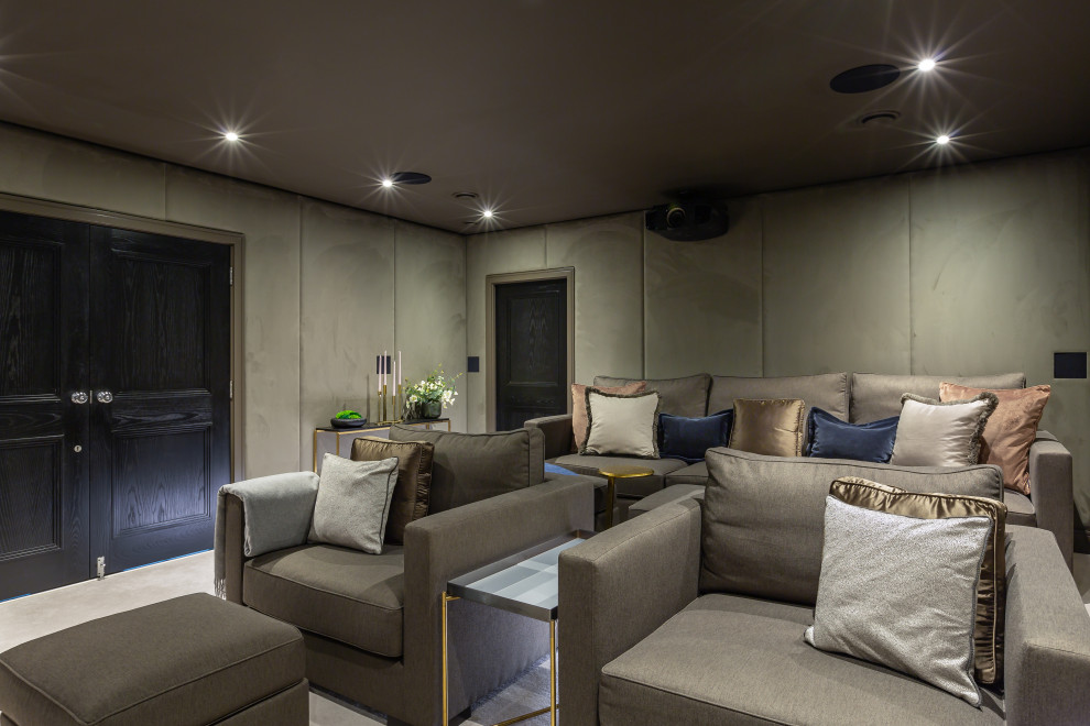 This is an example of a contemporary home cinema in Essex.