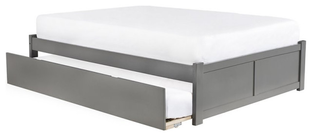 AFI Concord Full Solid Wood Platform Bed with Twin Trundle in Gray