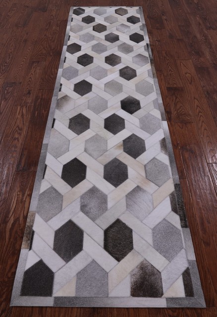 Cowhide Hand Stitched Runner Rug 2' 6