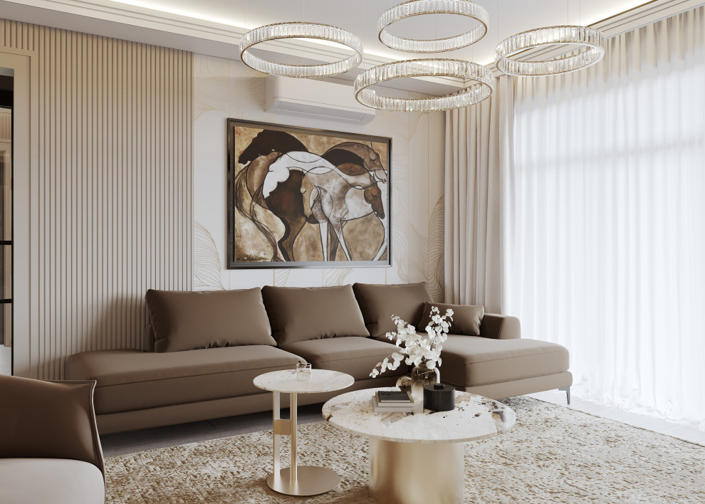 Кухня-гостиная 42 кв.м. в загородном доме