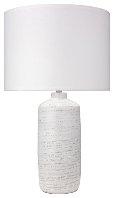 Trace Table Lamp, White Ceramic With 