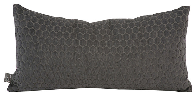 Howard Elliott Deco Pewter Kidney Pillow, Down Insert