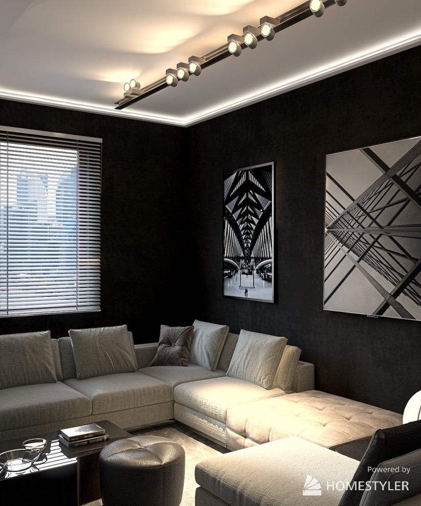 Проект гостинной комнаты в современном стиле