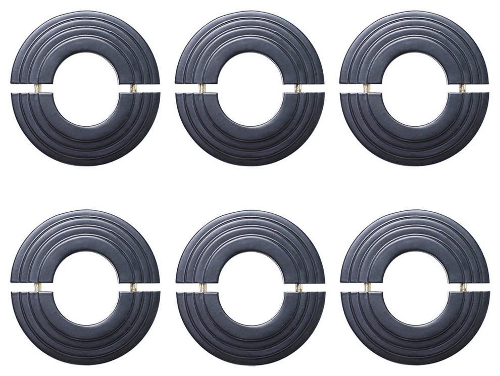 6 Pieces Radiator Flange Black Aluminum Escutcheon 1 1/4"ID