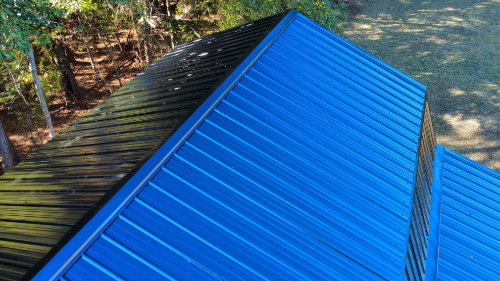 Black Metal Roof Barn Install