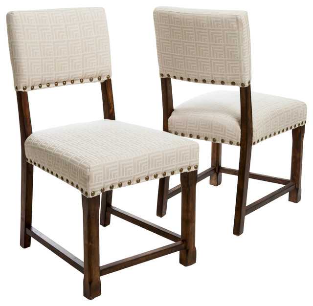 Aubrey Beige Fabric Dining Chairs, Set of 2