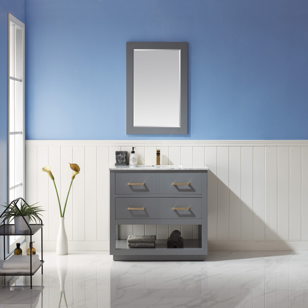 Kleines Modernes Badezimmer mit Marmor-Waschbecken/Waschtisch und Einzelwaschbecken in San Diego