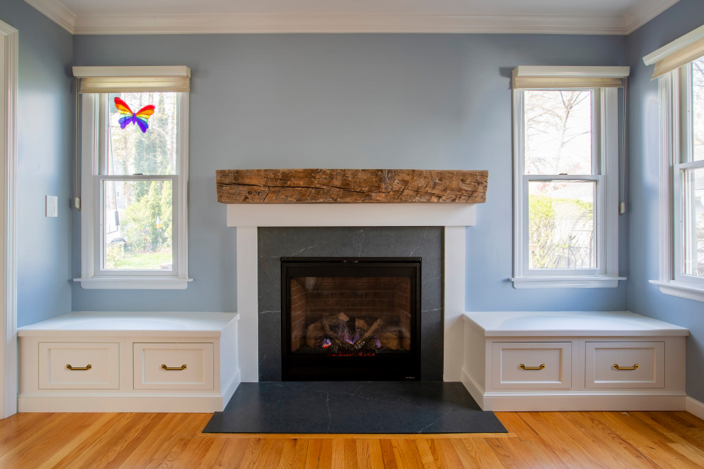 Gorgeous Rustic Fireplace Mantle Transitional Kitchen New York   Home Design 