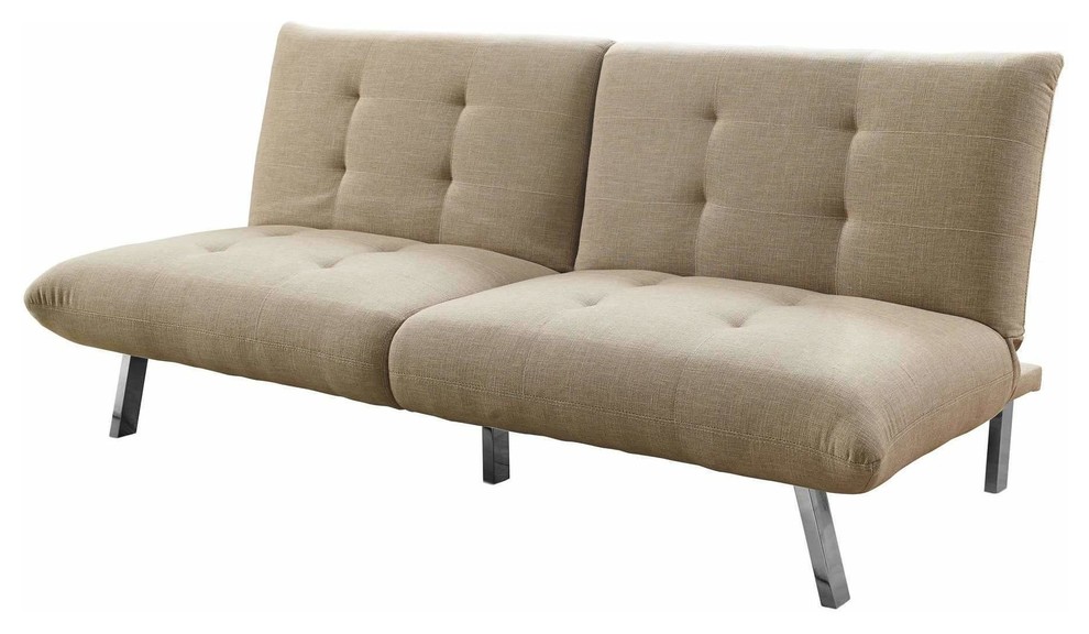 Futon Split Back Click Clack / Sand Linen Contemporary Futons