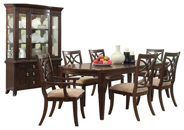 Chair Buffet And Hutch Brown Cherry, Dining Room Sets For 8 With China Cabinet