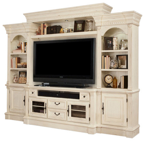 Fremont Antique Style Burnished White Entertainment Wall 4 Piece Fremont Antique Style Burnished White Entertainment Wall 4 Piece Set Farmhouse Centers And Tv Stands By Greatfurnituredeal