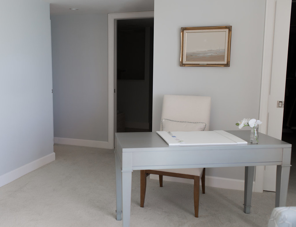 Inspiration for a transitional master carpeted bedroom remodel in Miami