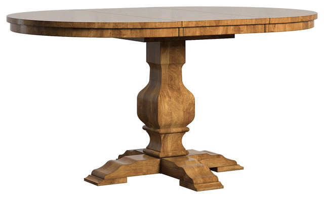 Arbor Hill Two Tone Oval Pedestal Base, Sierra Round Farmhouse Pedestal Base Wood Dining Table Inspire Q