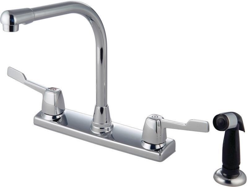 Hardware House 13-6877 Hi-Rise 2-Handle Kitchen Faucet With Spray, Chrome