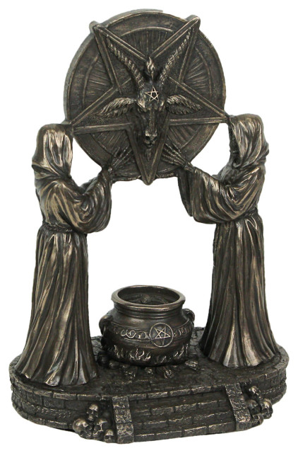 Sigil of Baphomet Ritual Altar Bronze Finish Backflow Incense Burner 7" H