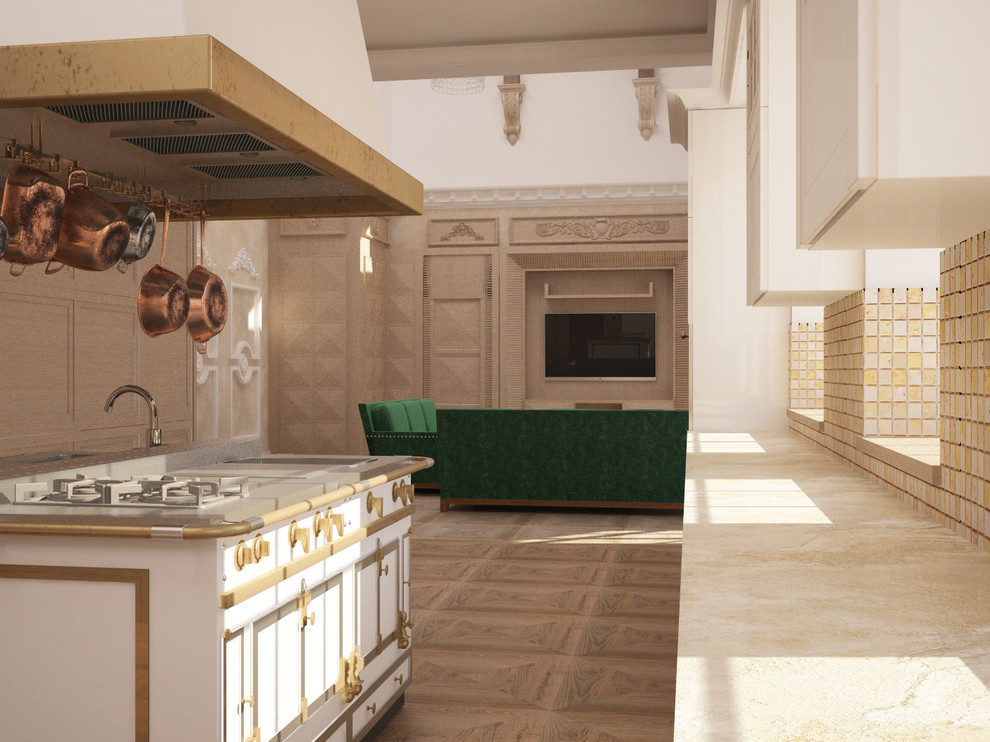 Дизайн-проект интерьеров гостинной и кухни особняка Шато