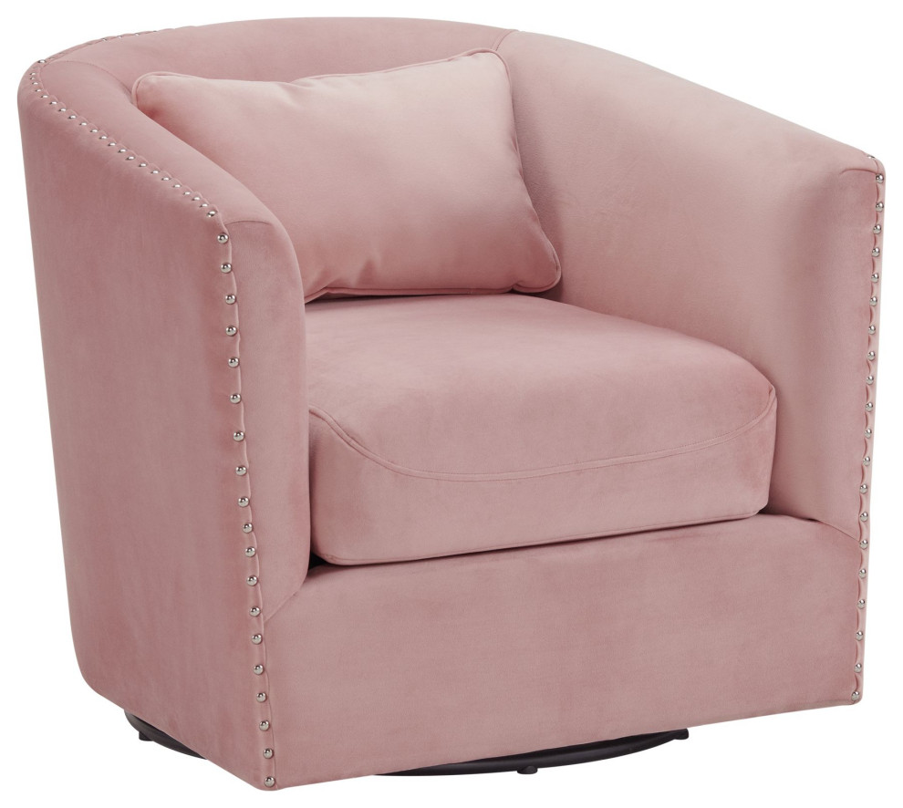 Picket House Zola Swivel Chair, Blush Contemporary Armchairs And