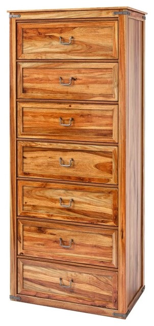 Classic Shaker Solid Wood Tall Bedroom Dresser Chest With 7