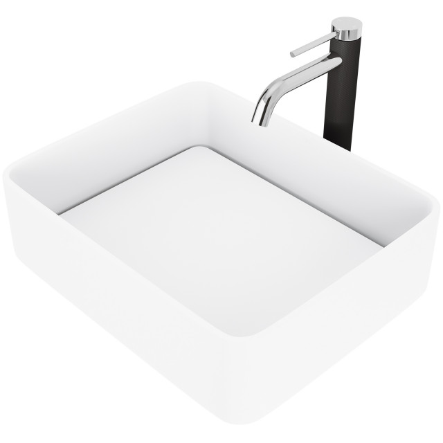 VIGO Sink in Matte White and Faucet in Chrome