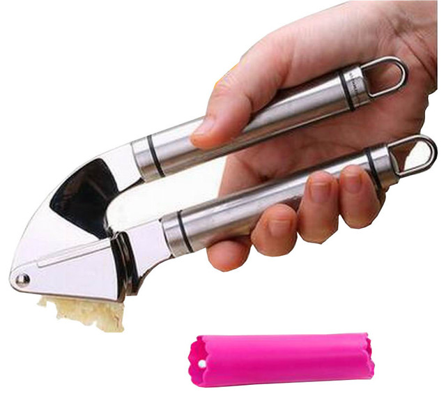 Garlic Press Garlic Tool and Peeler Set Silicone Tube Roller Modern