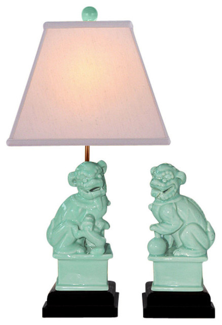 Piece Foo Dog Figurine Table Lamp, Foo Dog Lamps Pair