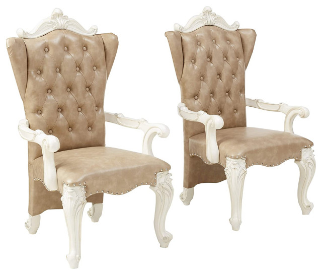 Set of 2 Vintage Armchair, Cabriole Legs With Button Tufted Wingback