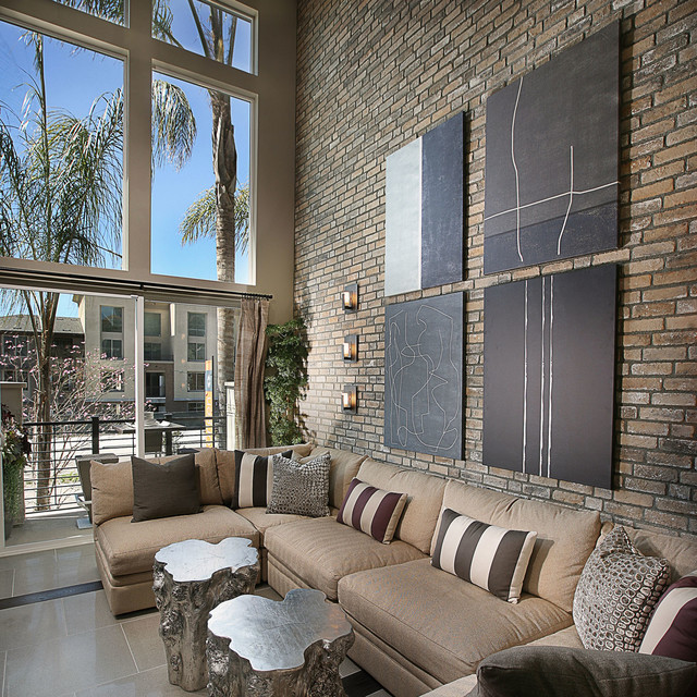 Sky Loft Thin Brick Interior Contemporary Living Room