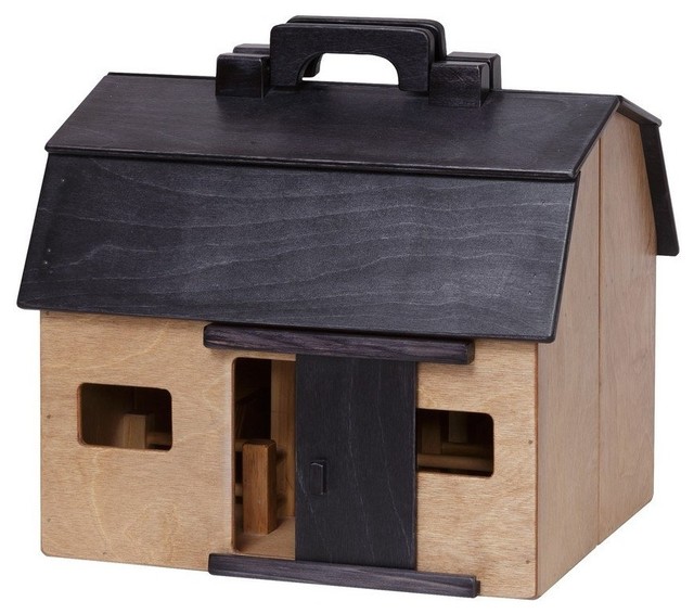 Amish Made Deluxe Wooden Toy Barn Contemporary Kids Toys And Amish Made Deluxe Wooden Toy Barn Medium Natural And Black Only