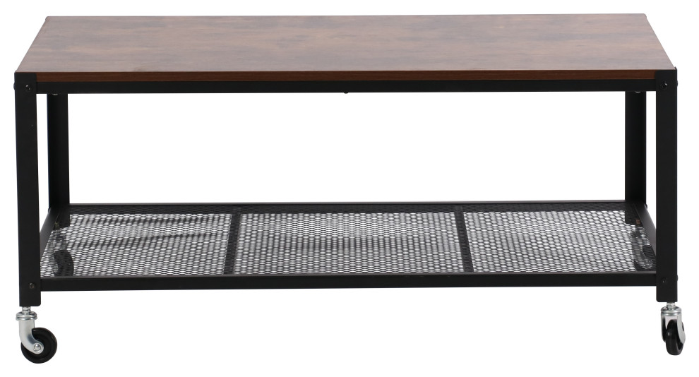 Rustic Coffee Table With Wheels 42x23x18 Industrial Coffee Tables