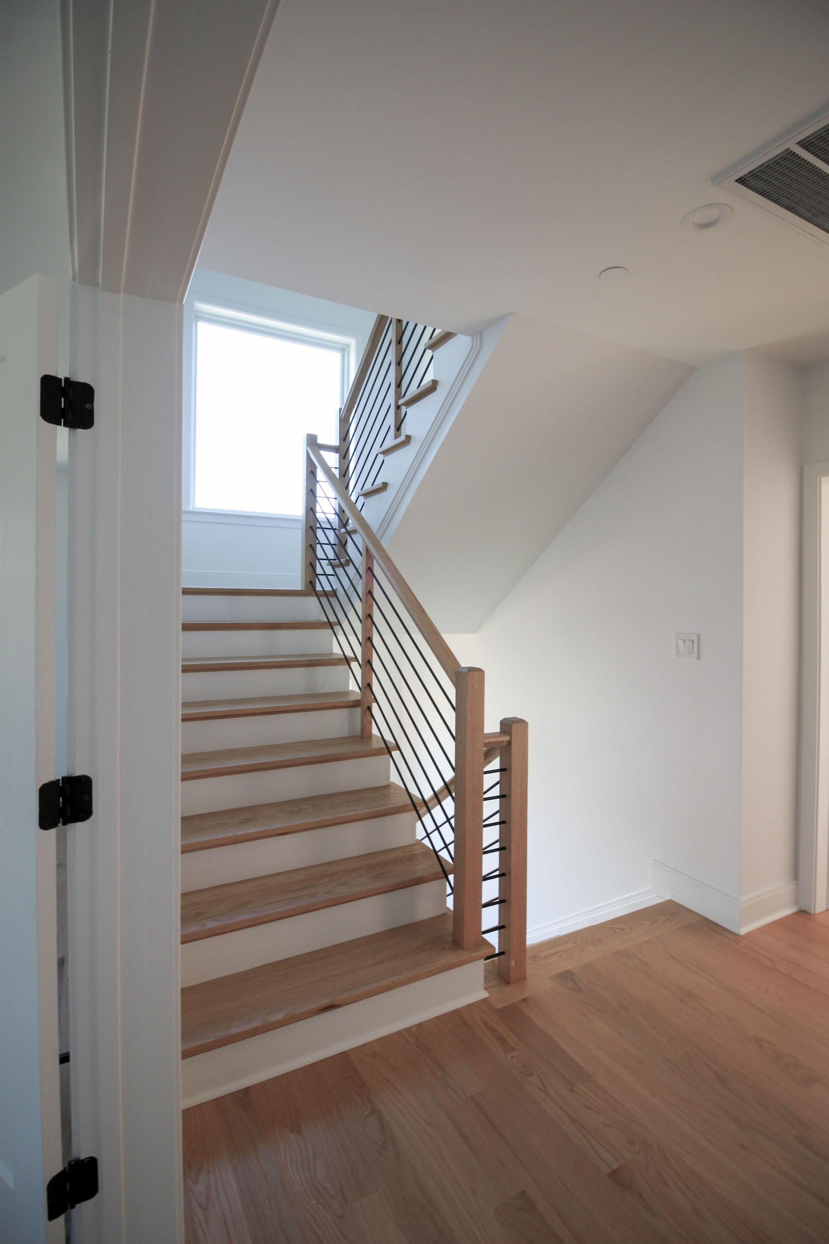 94_Neutral Color Floating Staircase with Metal Balusters, Bethesda MD 20817