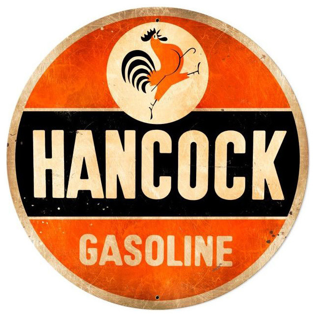 Hancock Old School Gasoline Metal Sign 42 x 42 Inches