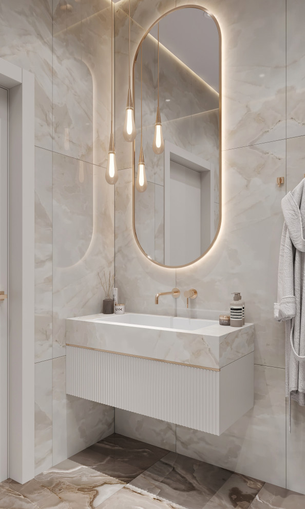 Санузел с пристенной ванной