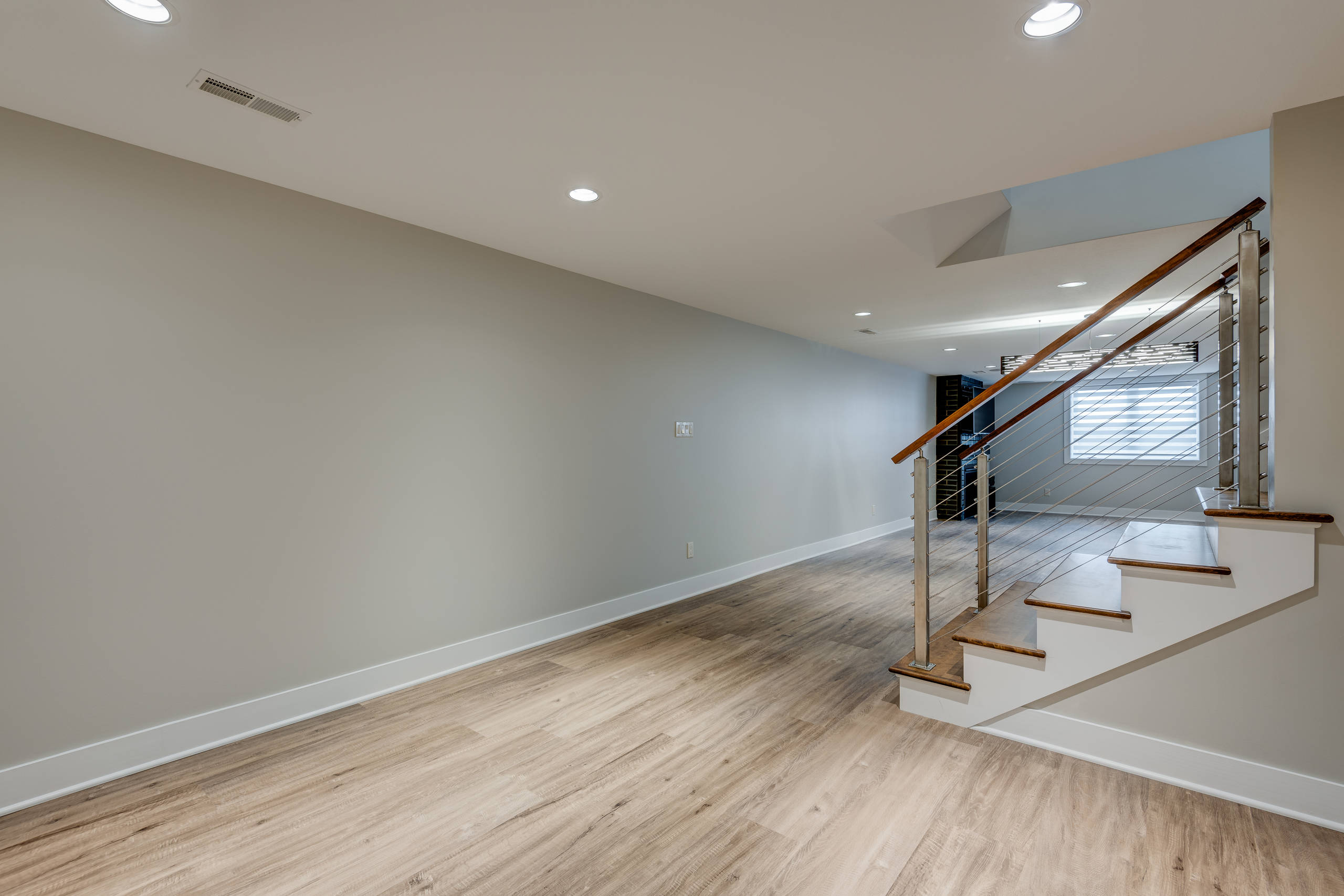 Transitional Modern Basement with Guest Bedroom Paxton