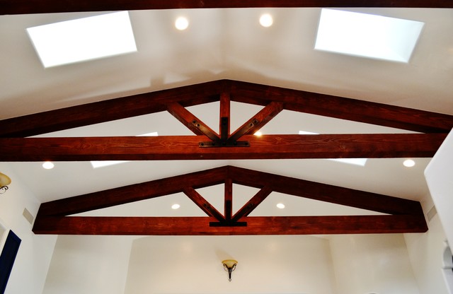 Vaulted Ceiling With Exposed Beam Trusses Mediterranean