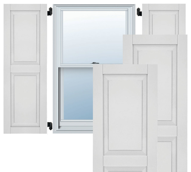 15" x 32" Exterior Composite Wood Raised Panel Shutters, Black