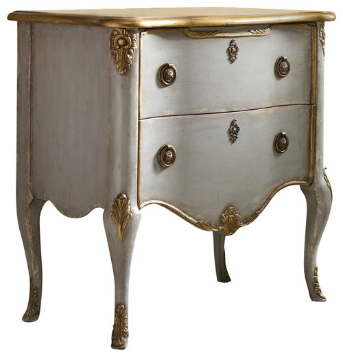 Hooker Furniture French Two Drawer Chest, bombe chests, french style furniture, gray bombe chests for sale