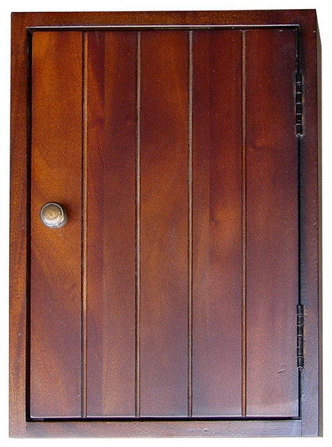 14" tall wooden key holder cabinet, mahogany - transitional
