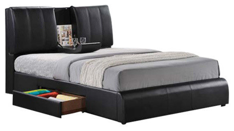 Clarkston Faux Leather Bed With Storage Drawers Contemporary Clarkston Faux Leather Bed With Storage Drawers Queen