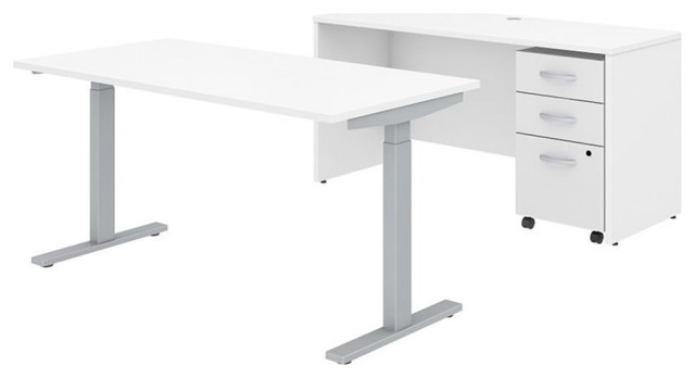 Studio C 60W Height Adjustable Standing Desk Set in White - Engineered Wood