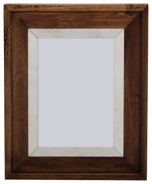 Sierra Acacia Wood Frame With Brushed Metal Border Dark Brown 4 X6 Sierra Acacia Wood Frame With Brushed Metal Border Dark Brown 4 X6 Transitional Picture Frames By Prinz Ltd