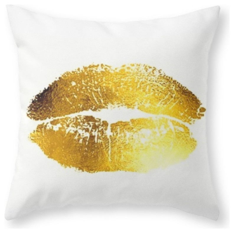 Society6 Lips Gold Throw Pillow Contemporary Decorative